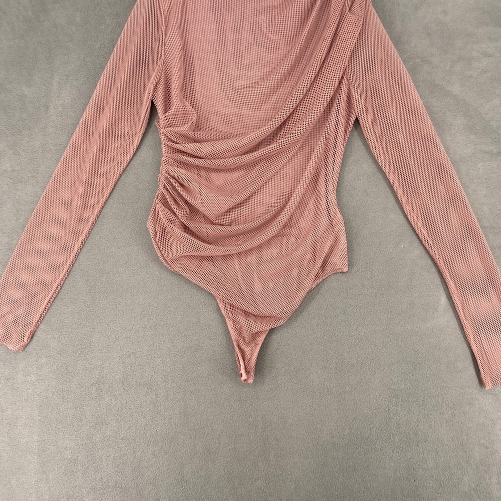 Intimately Free People Mesh Long Sleeve Ruched Bodysuit Pink XL OB1634764 - Picture 3 of 11
